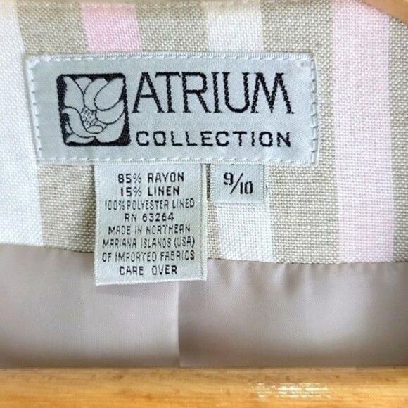 Atrium Collection Vintage 90s Womens Collarless Striped Blazer size M Beige - Picture 6 of 9
